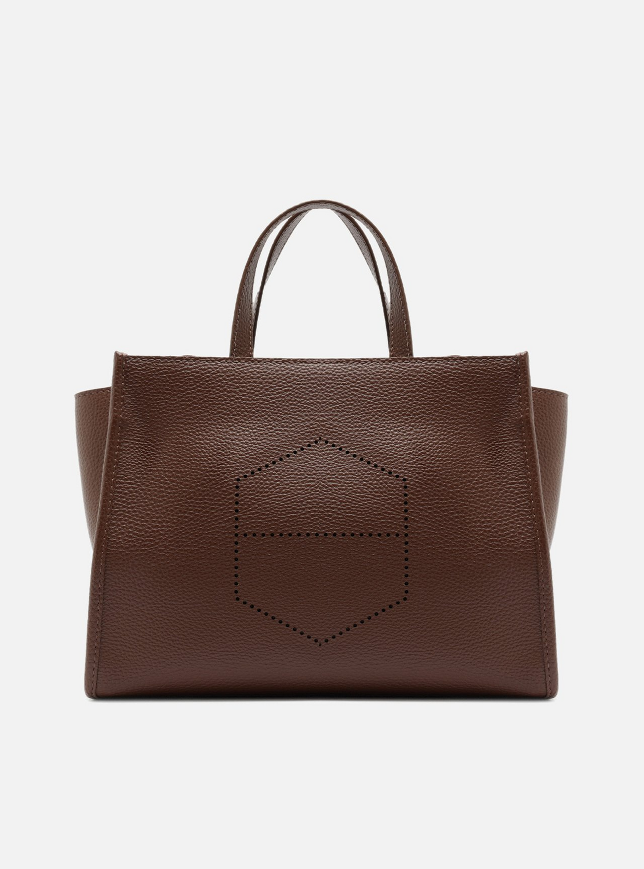 Bolsa Tote Marrom Grande Logo Perfurado Bolsa Tote Marrom Grande Logo Perfurado