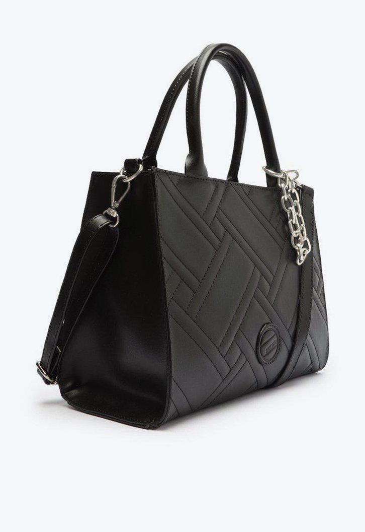 Bolsa Tote Preta Correntes Média