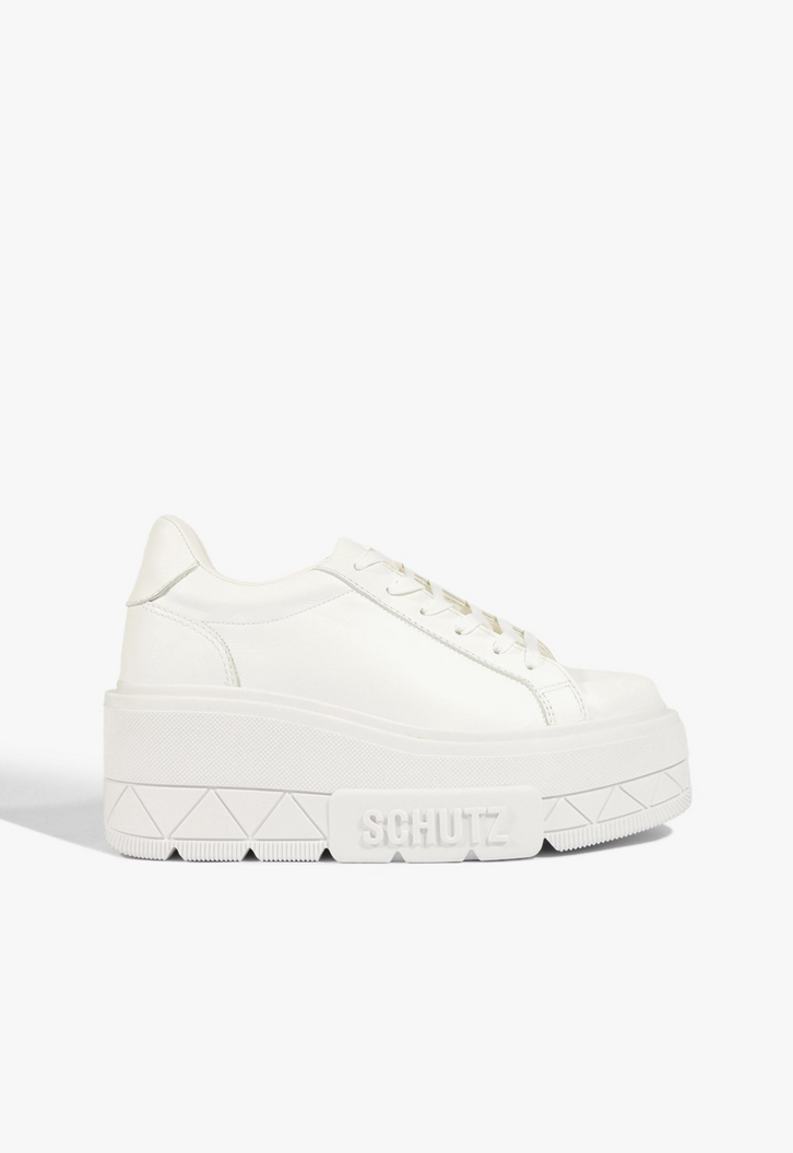 Tênis Plataforma Couro Branco