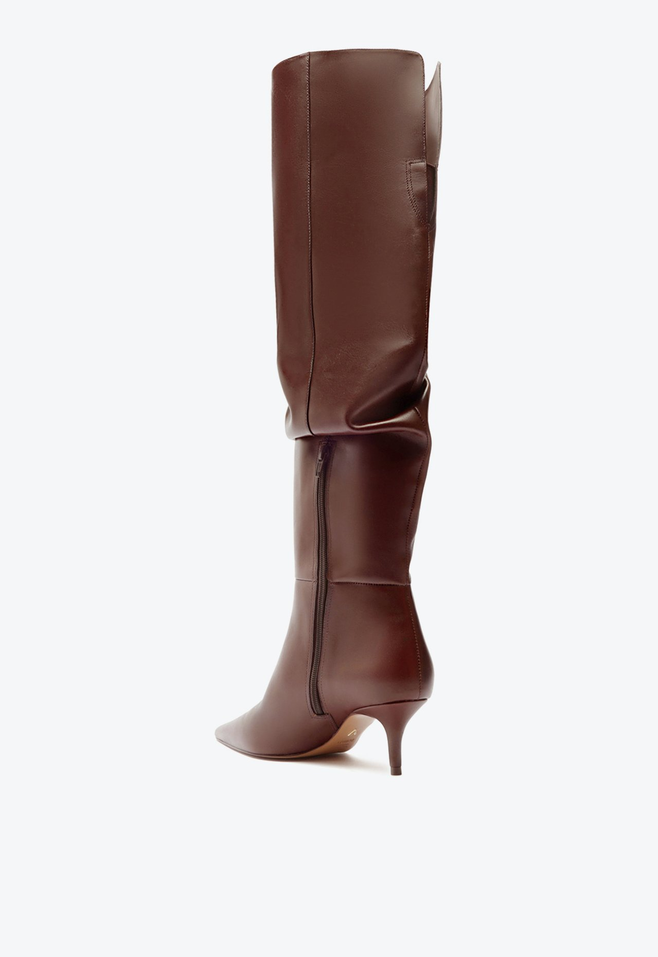 送料無料 百貨店 Marrom Bota Schutz MALL ZZ | Baixo Salto Couro Knee The Over 絵画