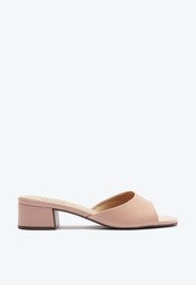 Sandália Mule Salto Bloco Rosa
