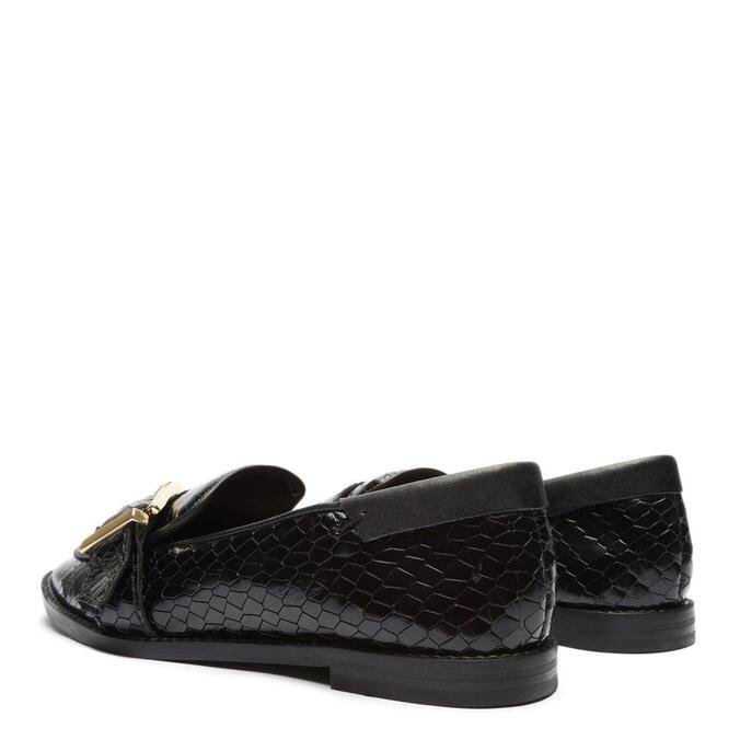 Sapato Feminino Mocassim Couro Snake Corrente - Schutz - Preto - Shop2gether