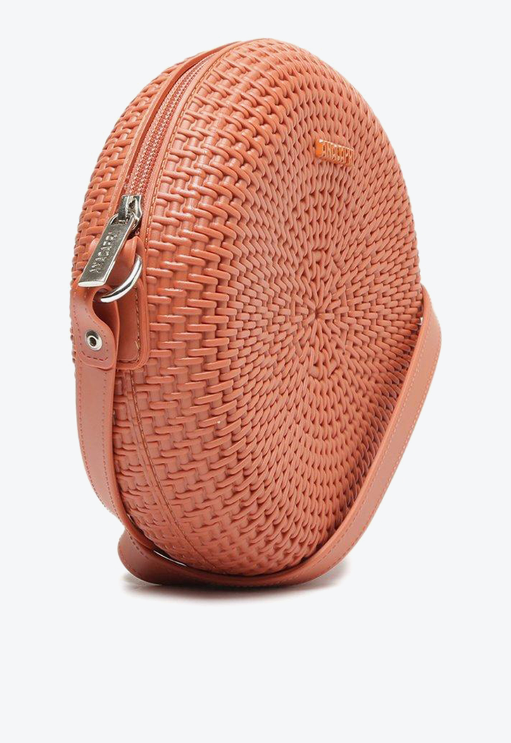 Crossbody Laranja Anacapri Redonda Texturizada