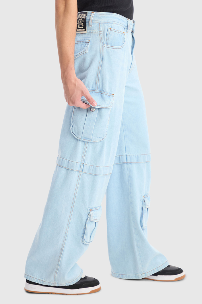 Calça Azul Baw Low Waist Multi Pockets Baw X T&j