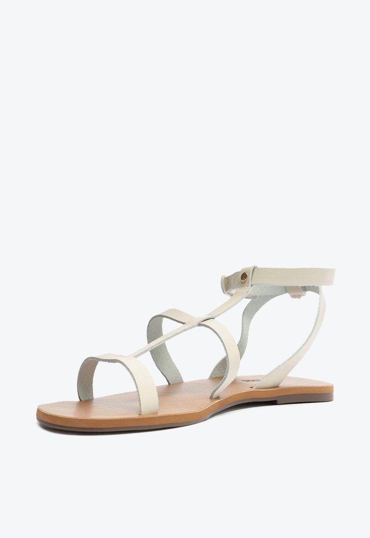 Sandália Rasteira Gladiadora Branca Anacapri Allana Couro