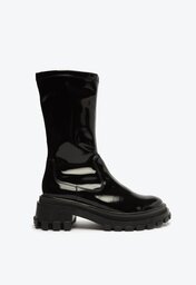Bota Tratorada Cano Médio Vinil Preta
