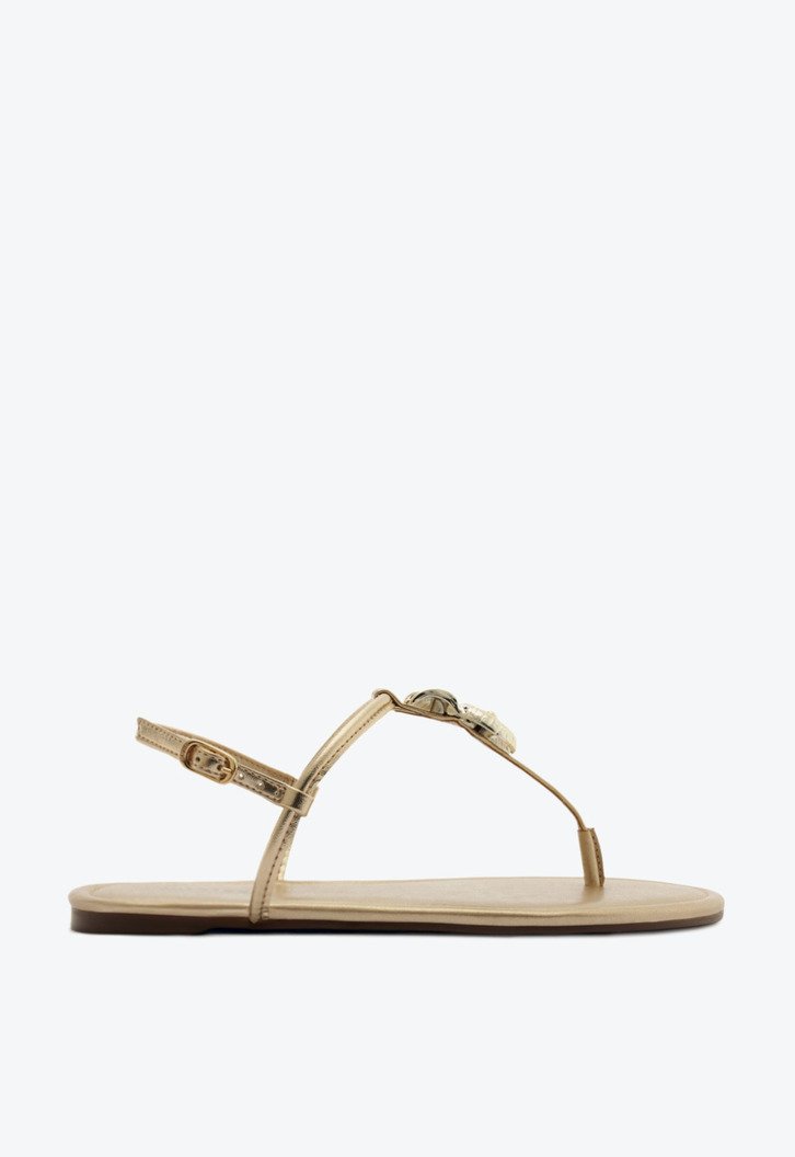 Sandália Rasteira Slim Concha Dourada