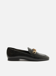 Mocassim Marrom Arezzo Couro Bridão Metal Textura