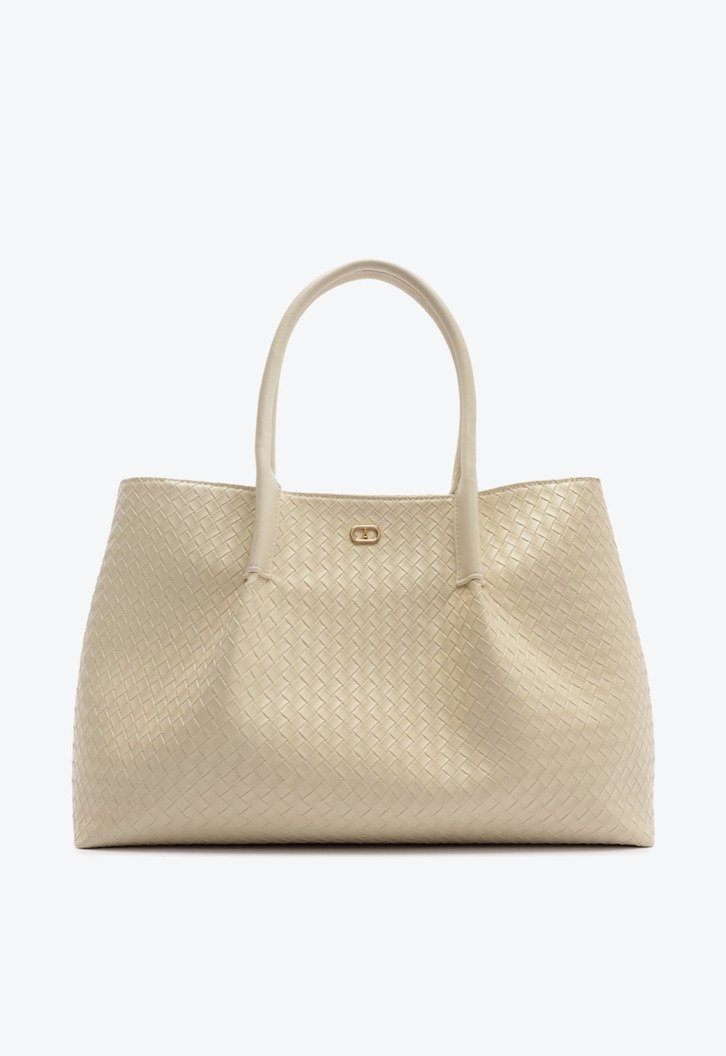 Bolsa Shopping Grande Textura Tressê Branca