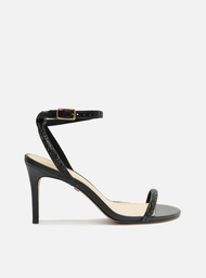 Sandália Preta Arezzo Strass Salto Fino Minimal