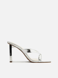 Sandália Prata Arezzo Salto Bloco Flip Flop