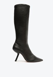 Bota Preta Schutz Salto Curvado Over The Knee