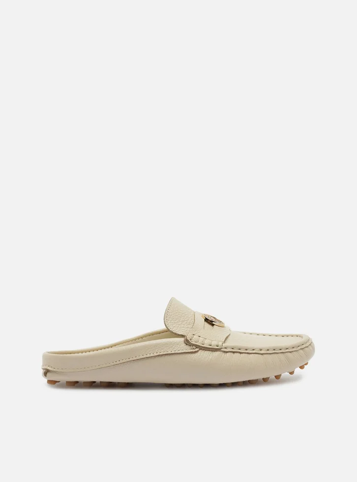 Mule Branco Couro Tratorado