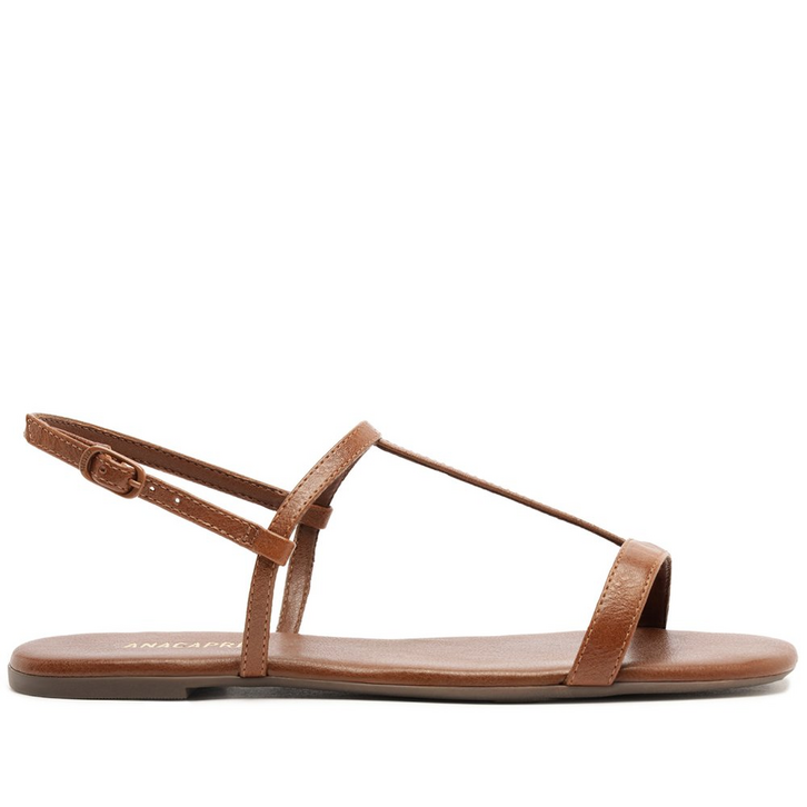 Sandália Rasteira Tiras Finas Marrom