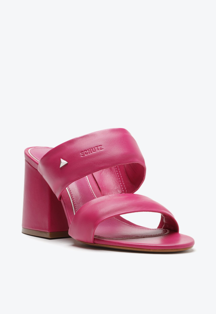 Sandália Mule Couro Rosa