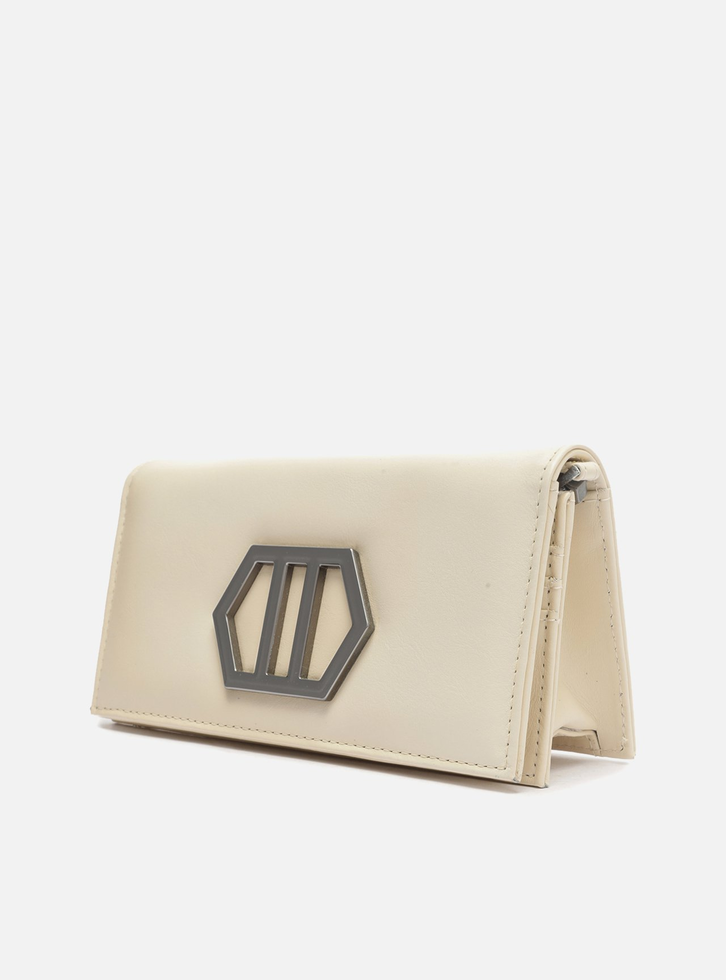 Bolsa Clutch Off-white Arezzo Couro Luana Pequena