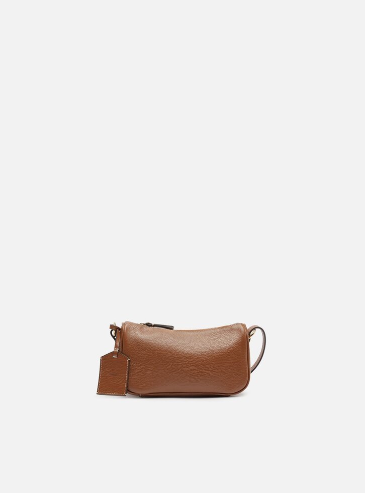 Bolsa Shoulder Marrom Couro Pequena Metais