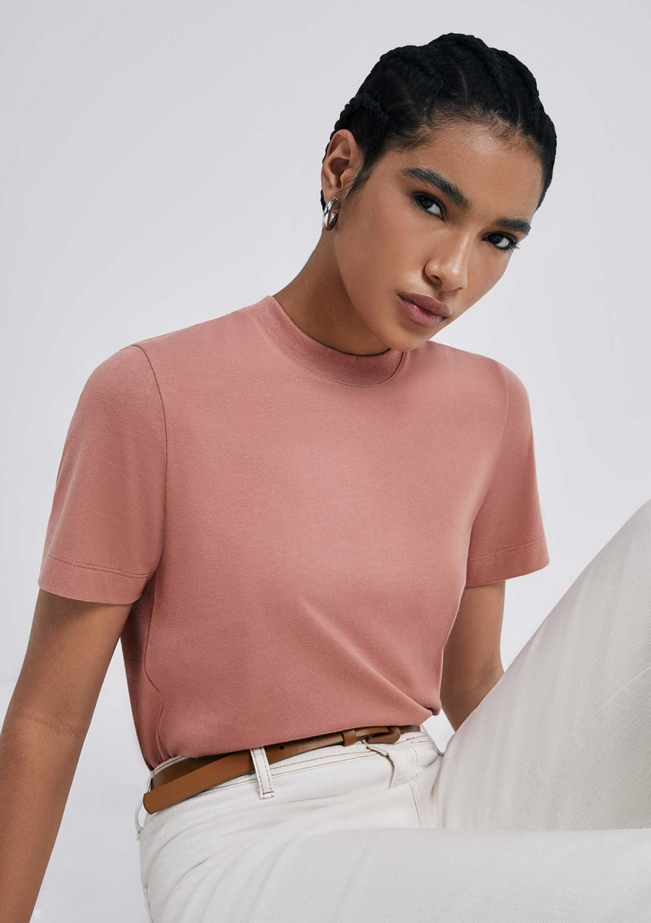 Blusa Marsala Hering Feminina Manga Curta Super Cotton