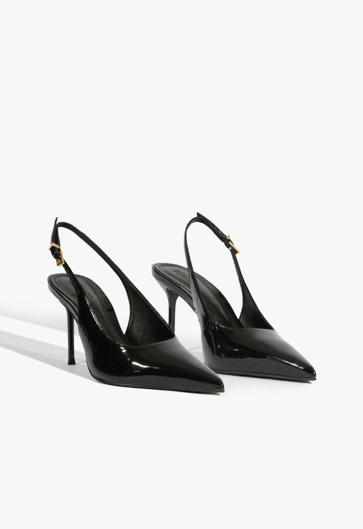 Slingback Salto Alto Fino Preto