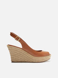 Sandália Plataforma Marrom Arezzo Couro Corda Slingback