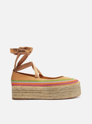 Espadrille Flatform Nude Arezzo Couro Color