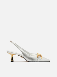 Scarpin Prata Slingback Bridão