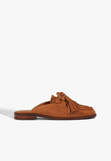 Mule Mocassim Kim Camurça Marrom