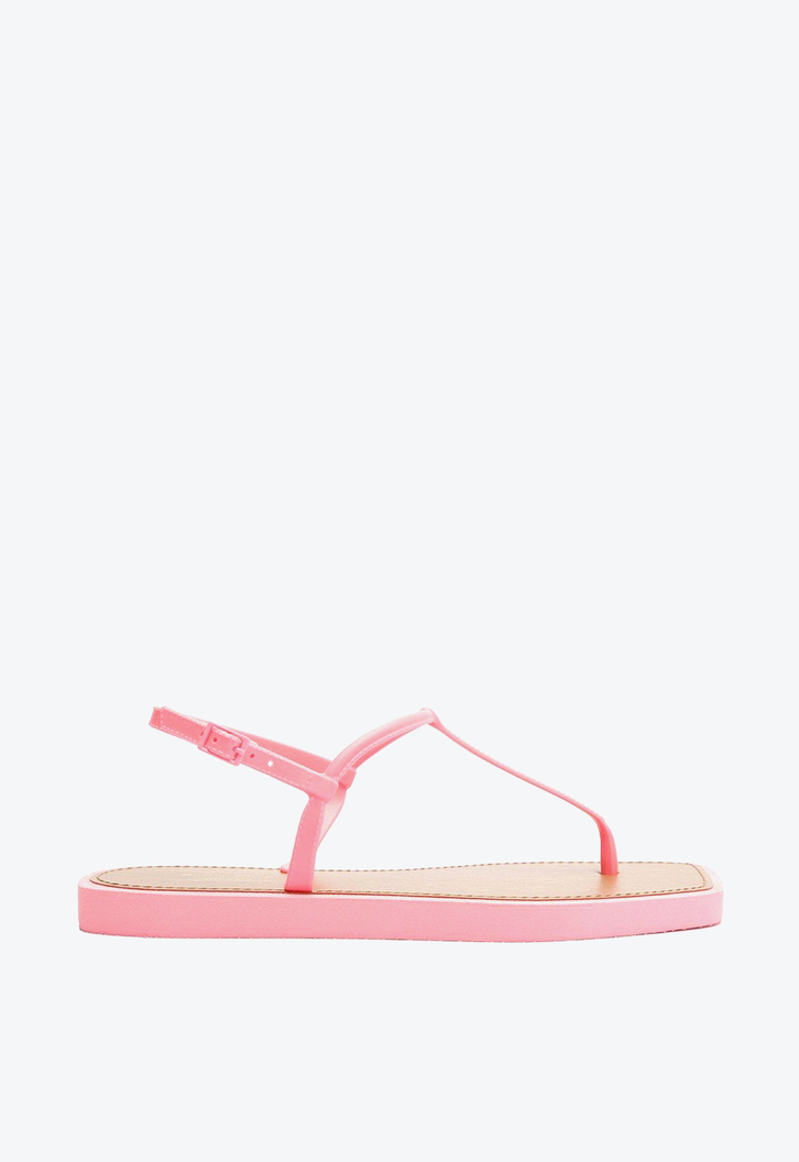 Sandália Rasteira Rosa Brizza Slim Square