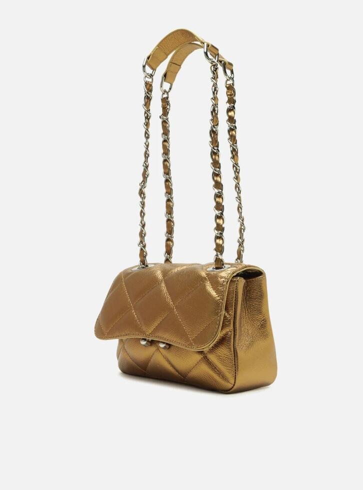 Bolsa Tiracolo Bronze Couro Mizz Pequena