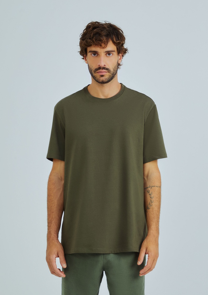 Camiseta Básica Verde Musgo Hering Comfort Super Cotton