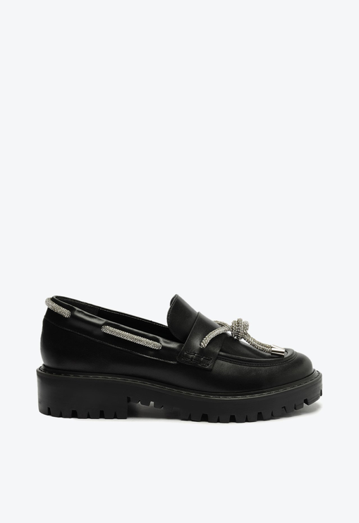 Mocassim Tratorado Brilho Couro Preto