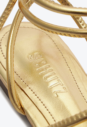 Sandália Rasteira Dourada Schutz Leslie | ZZ MALL