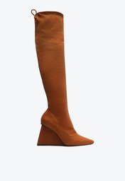 Bota Over The Knee Marrom Arezzo Acamurçada Anabela