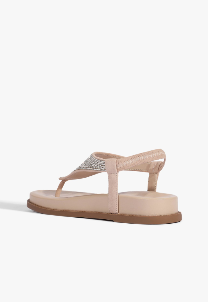 Sandália Papete Strass Nobuck Rosa