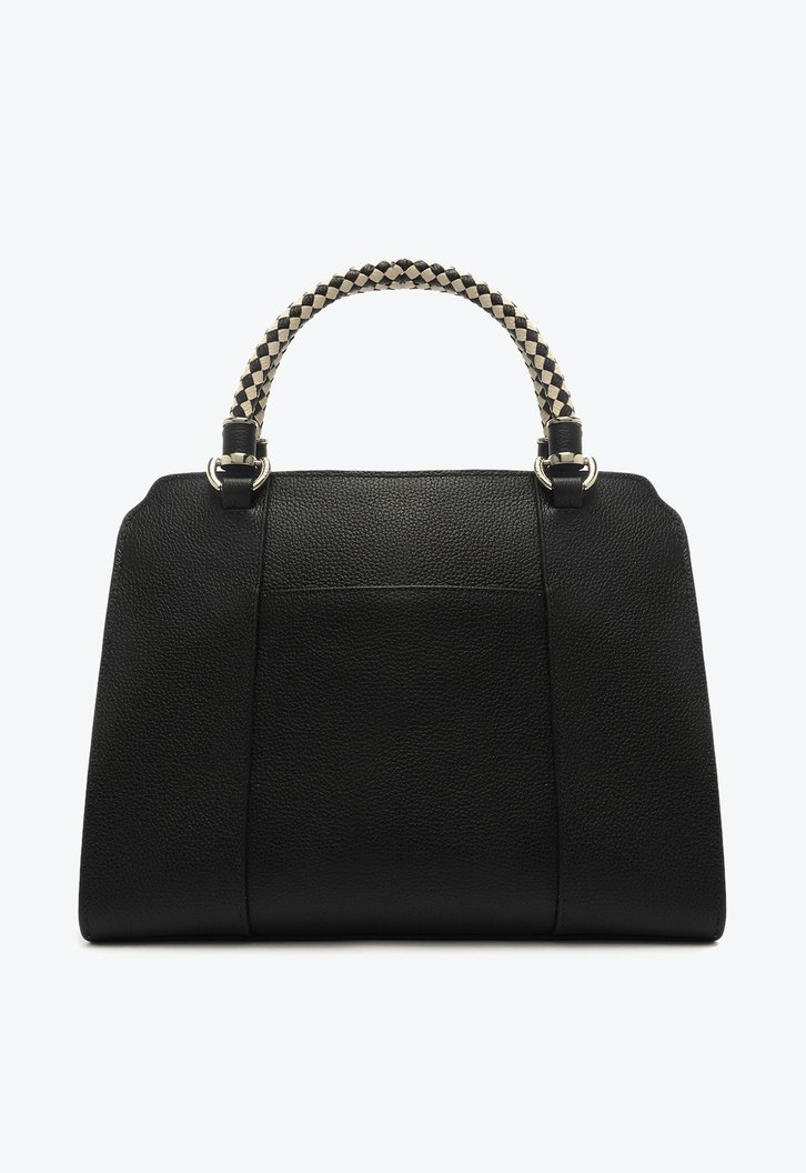 Tote Preta Couro Piazza Grande Alças Off-White