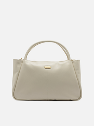 Bolsa Tote Branca Couro Grande Tag Metal