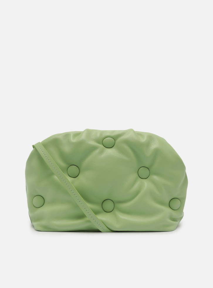 Clutch Verde Arezzo Couro Média Soft Botões