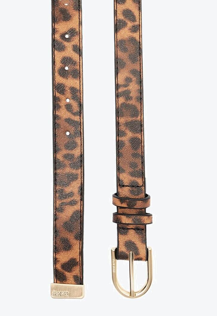 Cinto Fino Fivela Metálica Valentina Animal Print Onça