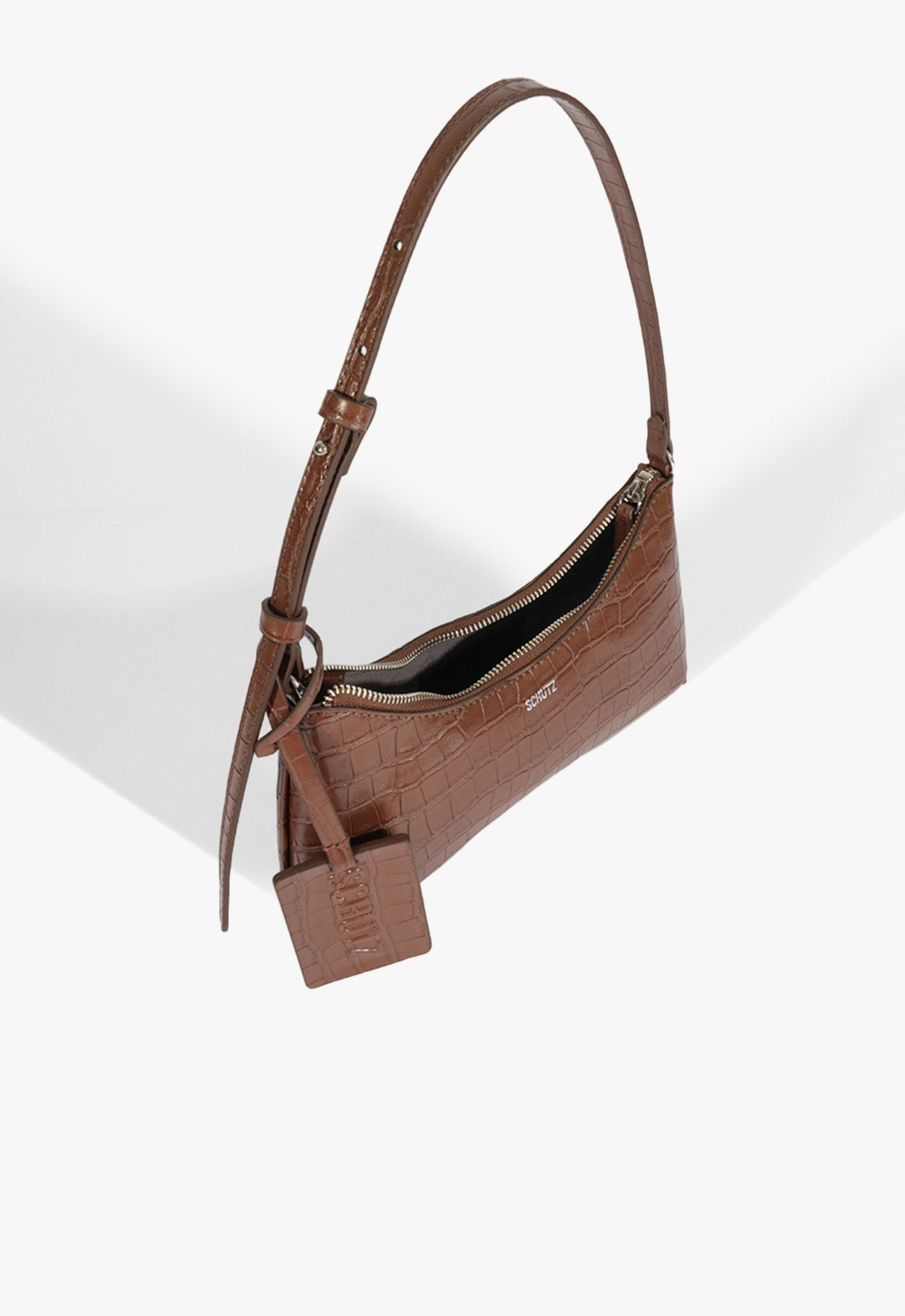 153♡ Bolsa Média Yumi Croco Marrom | ZZ MALL
