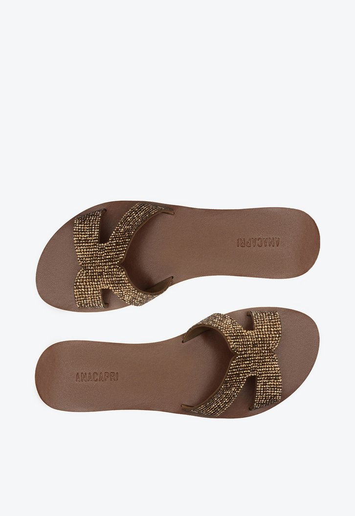Rasteira Tira Brilho Dourado