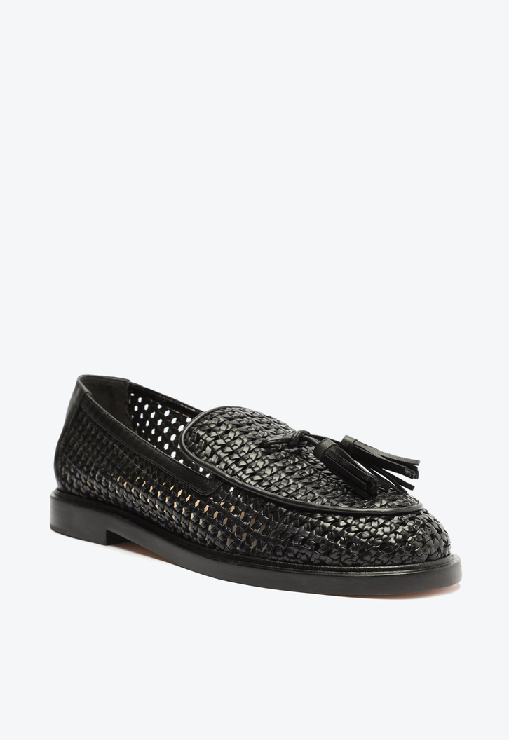 Mocassim Couro Tramado Preto