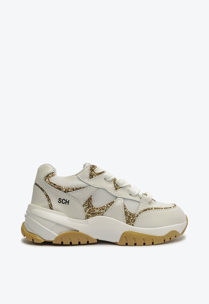 Tênis Madri Branco e Dourado