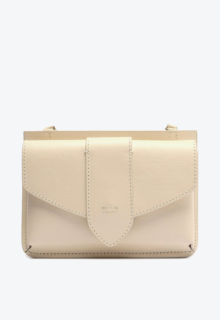 Mini Bolsa Porta-Celular Off-White Arezzo Couro Mel