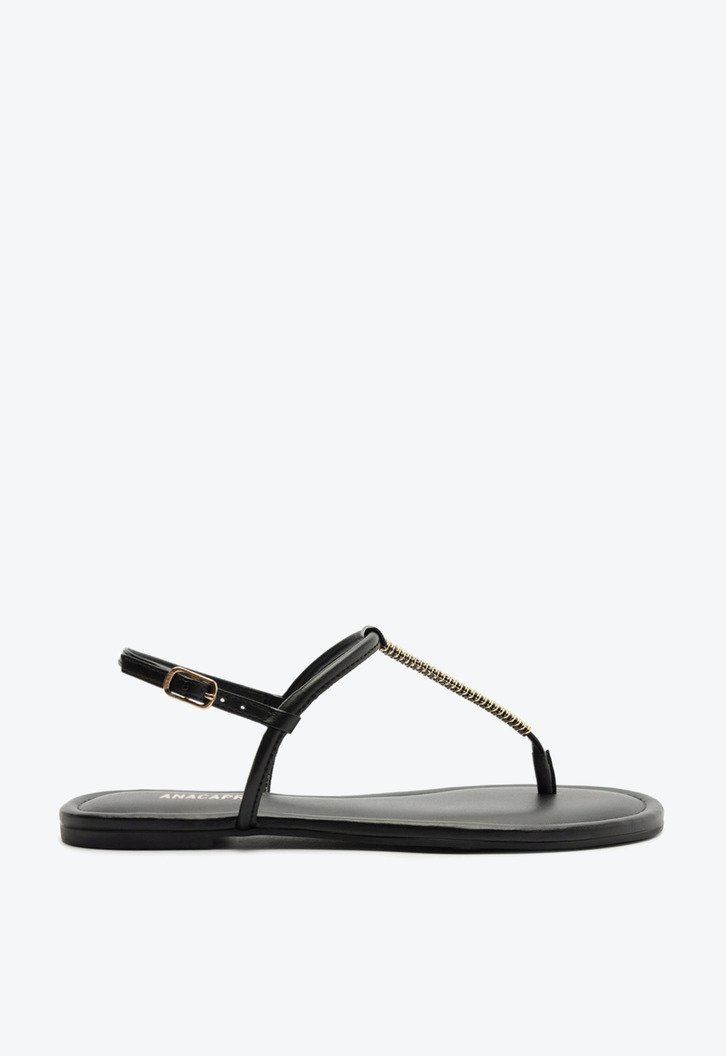 Rasteira Slim Adorno Metal Preta