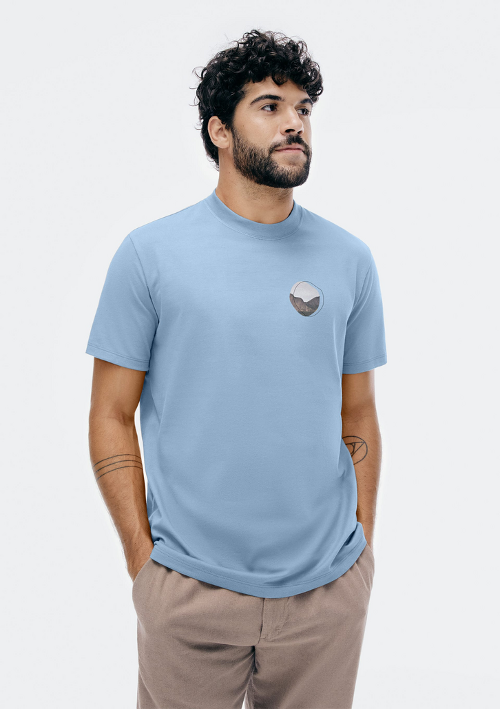 Camiseta Masculina Azul Hering Comfort Super Cotton Com Estampa