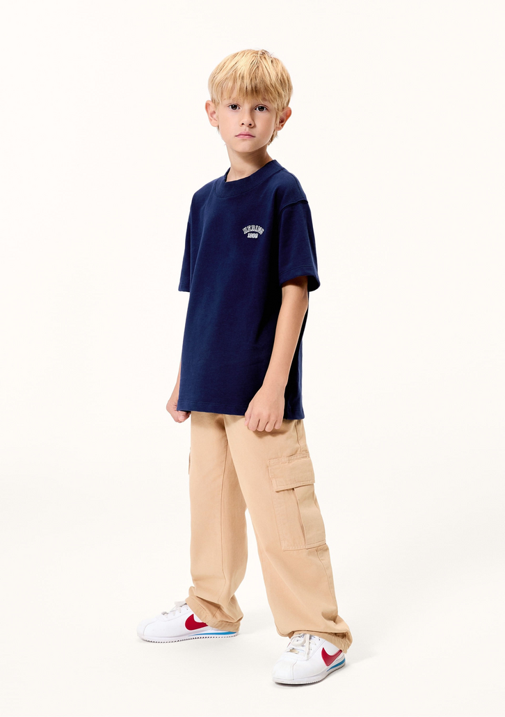 Calça Hering Infantil Bege Menino Cargo Em Sarja