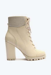 Coturno Off-White Arezzo Couro Alto Tratorado Lizza