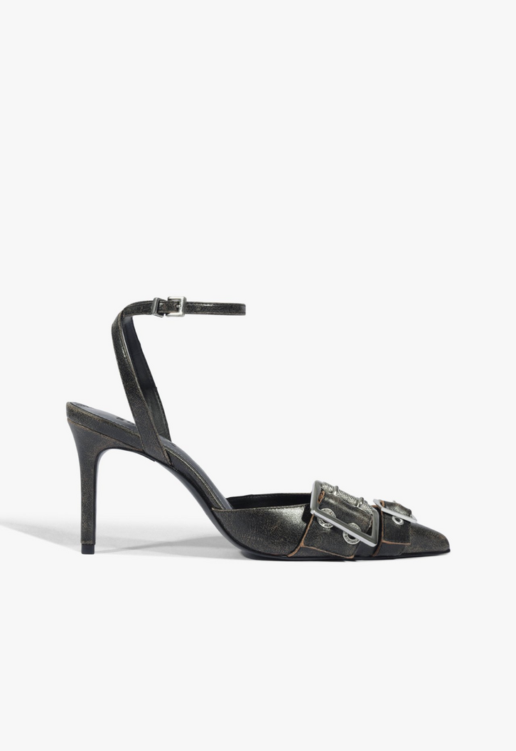 Slingback Marien Couro Marrom Escuro