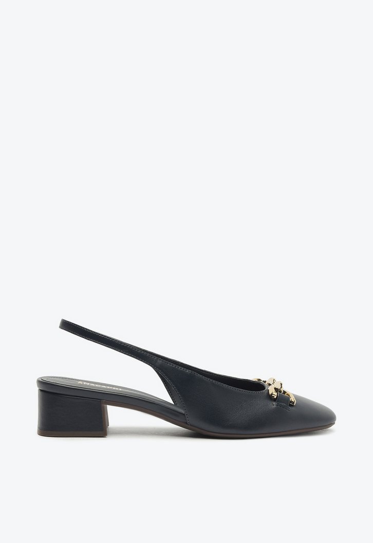 Sapatilha Slingback Bico Quadrado Bridão Azul