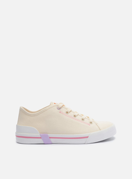 Tênis Creme Arezzo Lona Detalhe Lateral